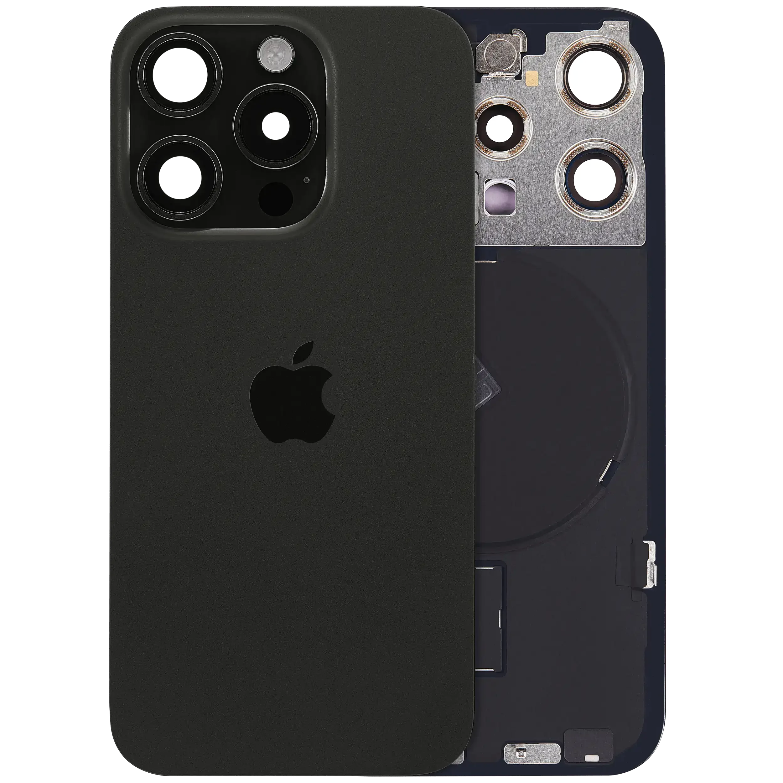 Back Glass w/ MagSafe Magnet & NFC & Flashlight Flex For IPhone 15 Pro (Service Pack) (Black Titanium)