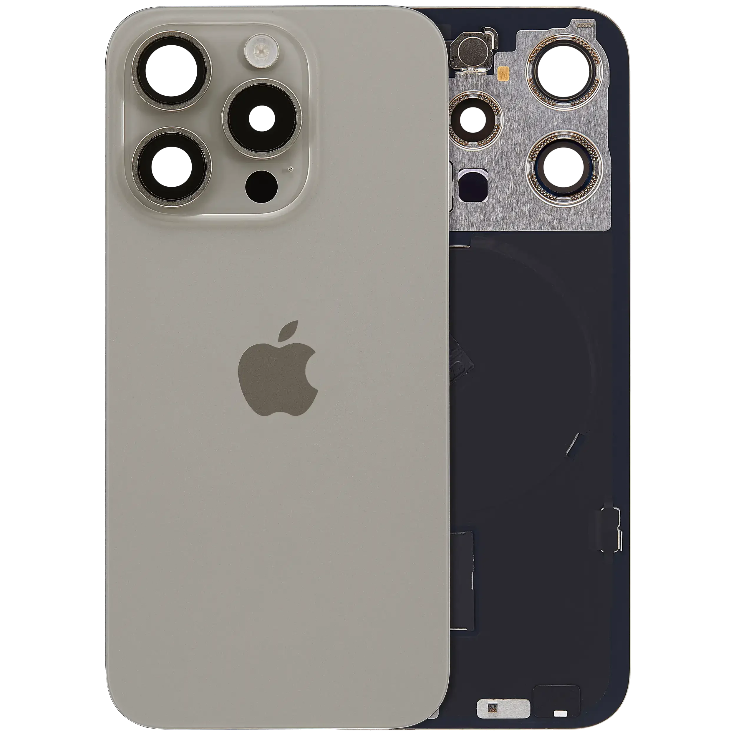 Back Glass w/ MagSafe Magnet & NFC & Flashlight Flex For IPhone 15 Pro (Service Pack) (Natural Titanium)
