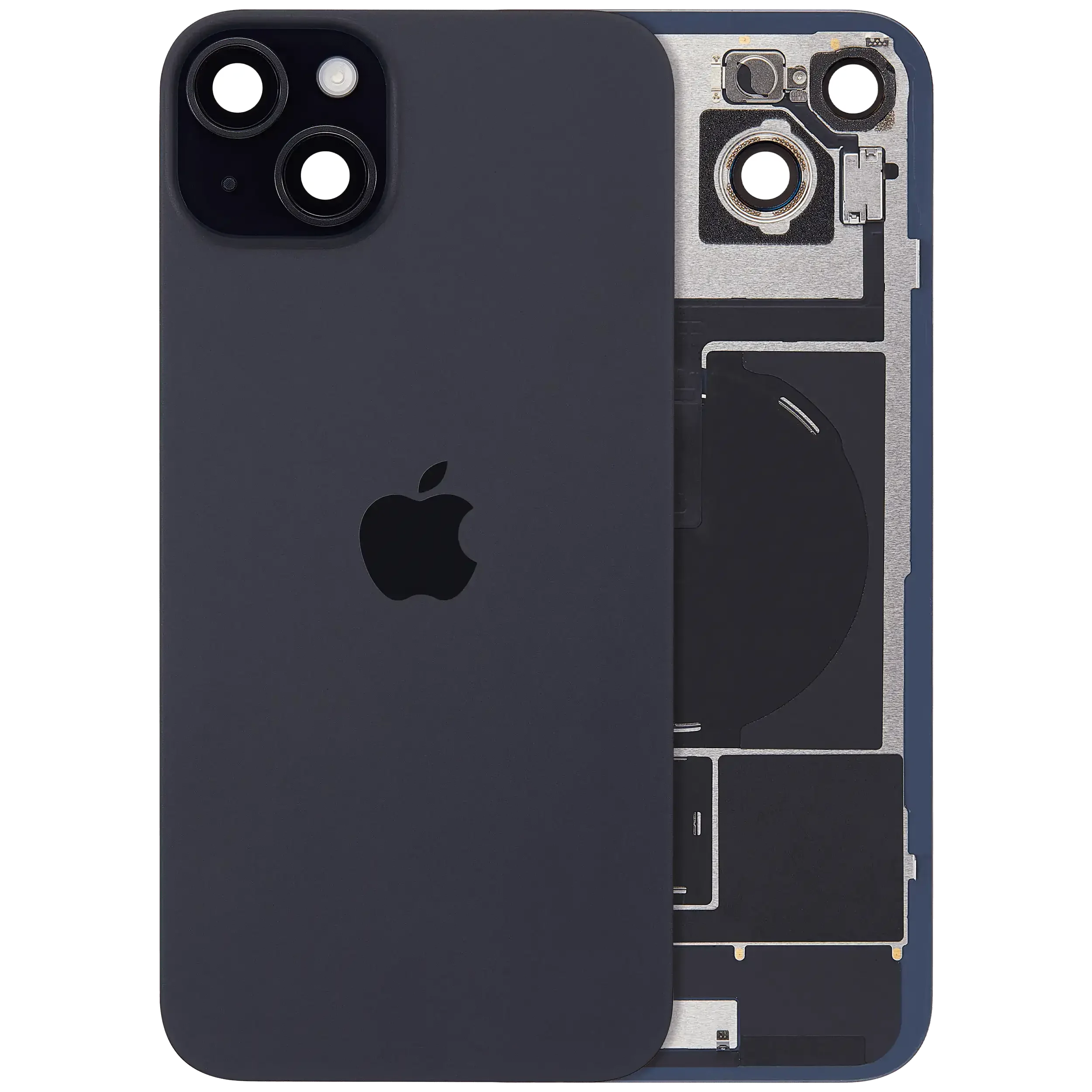 Back Glass w/ MagSafe Magnet & NFC & Flashlight Flex For IPhone 15 Plus (Service Pack) (Black)
