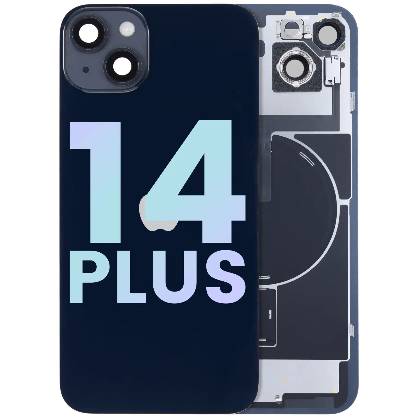 Back Glass w/ MagSafe Magnet & NFC & Flashlight Flex For iPhone 14 Plus (Service Pack) (Midnight)
