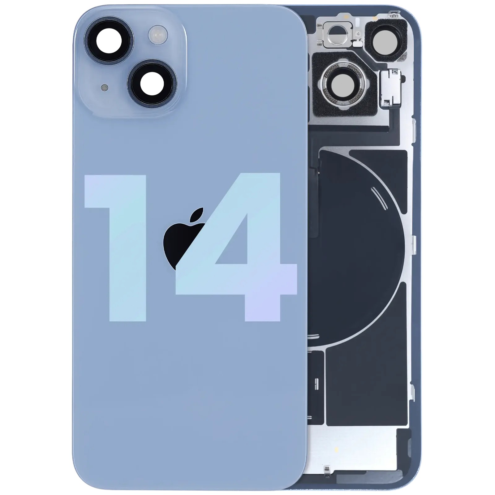 Back Glass w/ MagSafe Magnet & NFC & Flashlight Flex For iPhone 14 (Service Pack) (Blue)