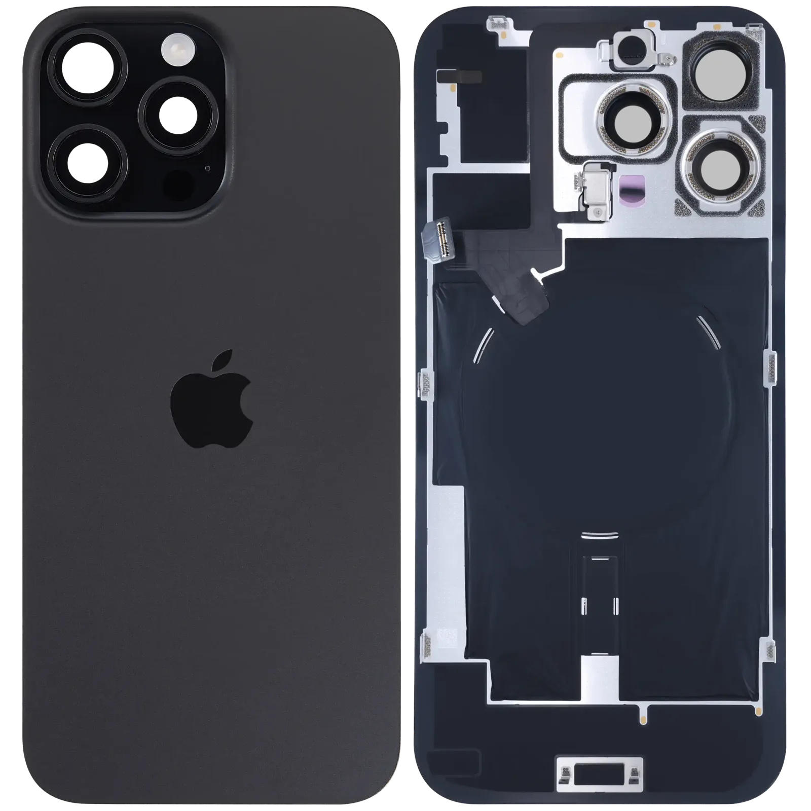 Back Glass w/ MagSafe Magnet & NFC & Flashlight Flex For IPhone 16 Pro Max (Service Pack) (Black Titanium)