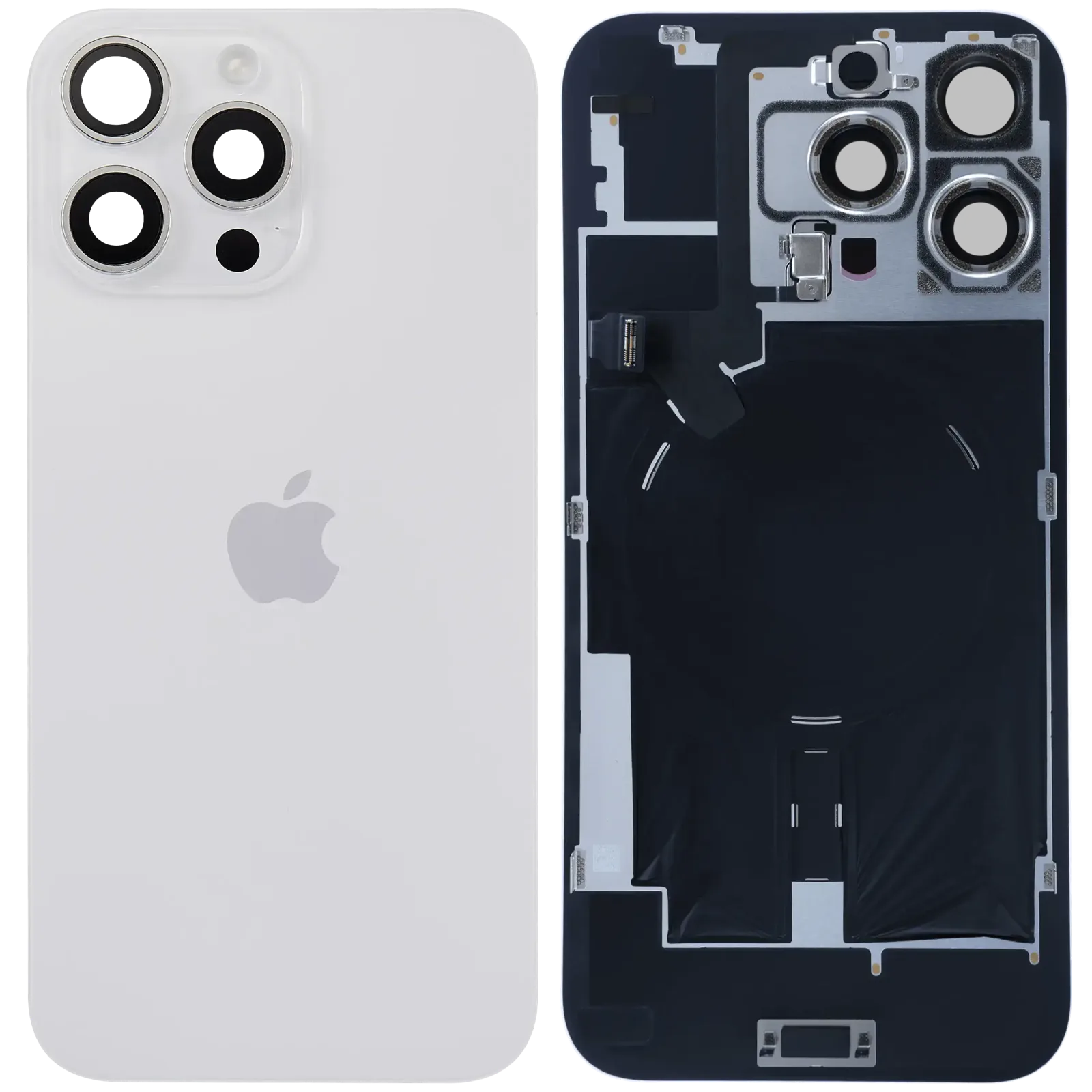 Back Glass w/ MagSafe Magnet & NFC & Flashlight Flex For IPhone 16 Pro Max (Service Pack) (White Titanium)