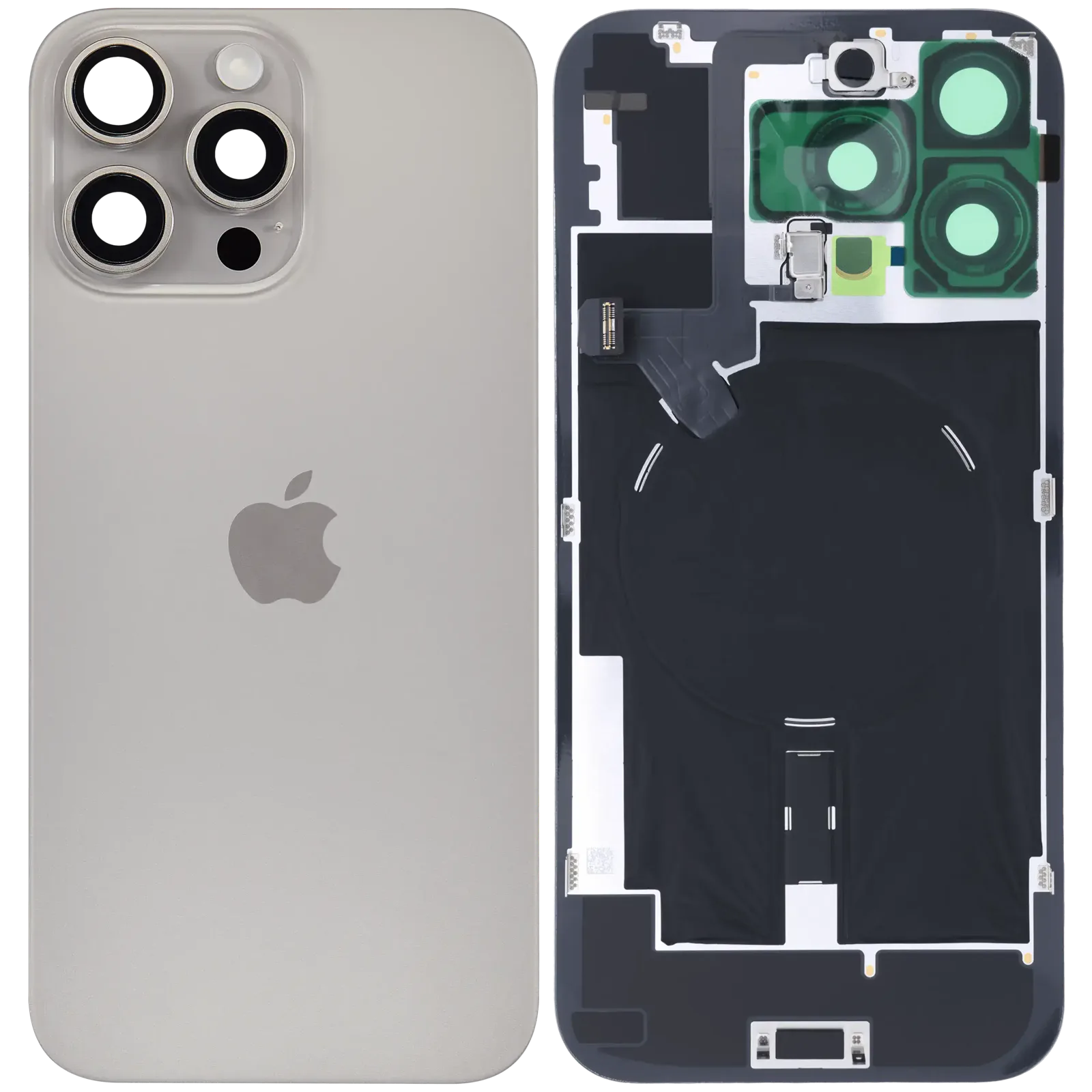 Back Glass w/ MagSafe Magnet & NFC & Flashlight Flex For IPhone 16 Pro Max (Service Pack) (Natural Titanium)