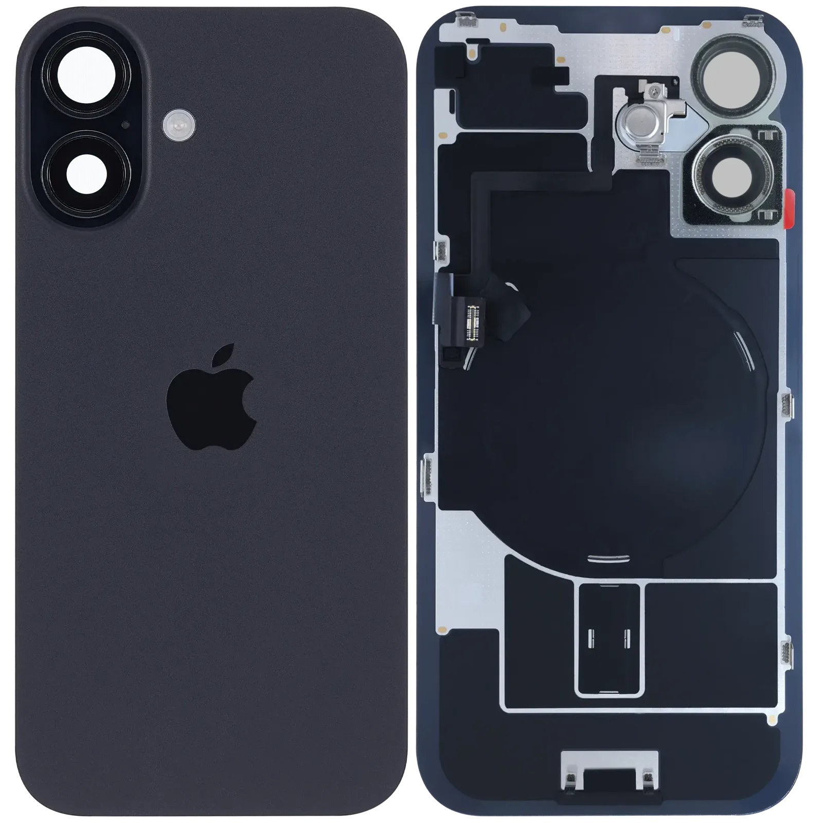 Back Glass w/ MagSafe Magnet & NFC & Flashlight Flex For iPhone 16 (Service Pack) (Black)