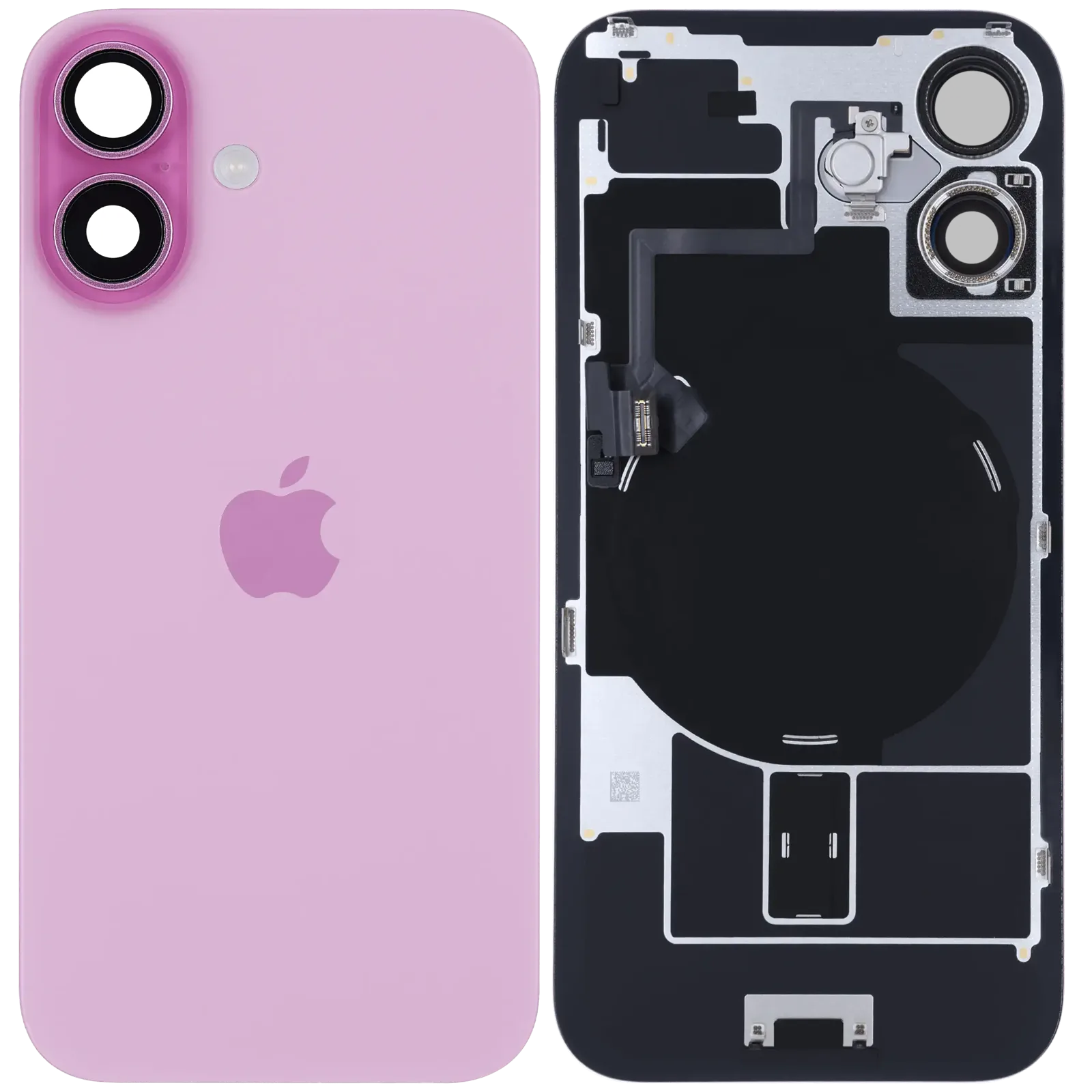 Back Glass w/ MagSafe Magnet & NFC & Flashlight Flex For iPhone 16 (Service Pack) (Pink)