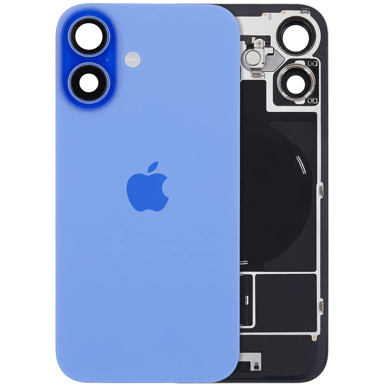 Back Glass w/ MagSafe Magnet & NFC & Flashlight Flex For iPhone 16 (Service Pack) (Ultramarine)