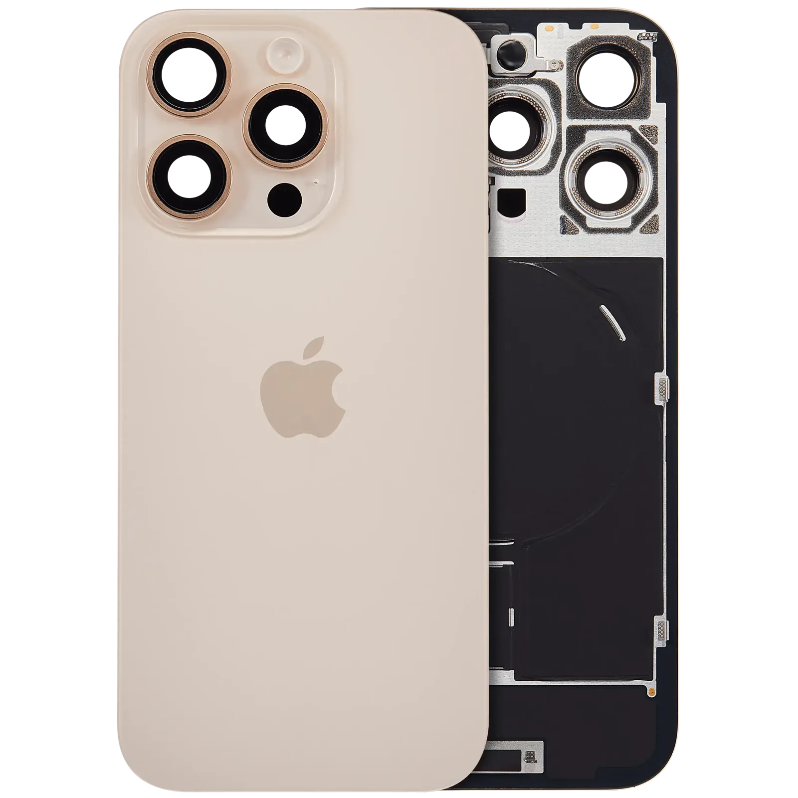 Back Glass w/ MagSafe Magnet & NFC & Flashlight Flex For IPhone 16 Pro (Service Pack) (Desert Titanium)