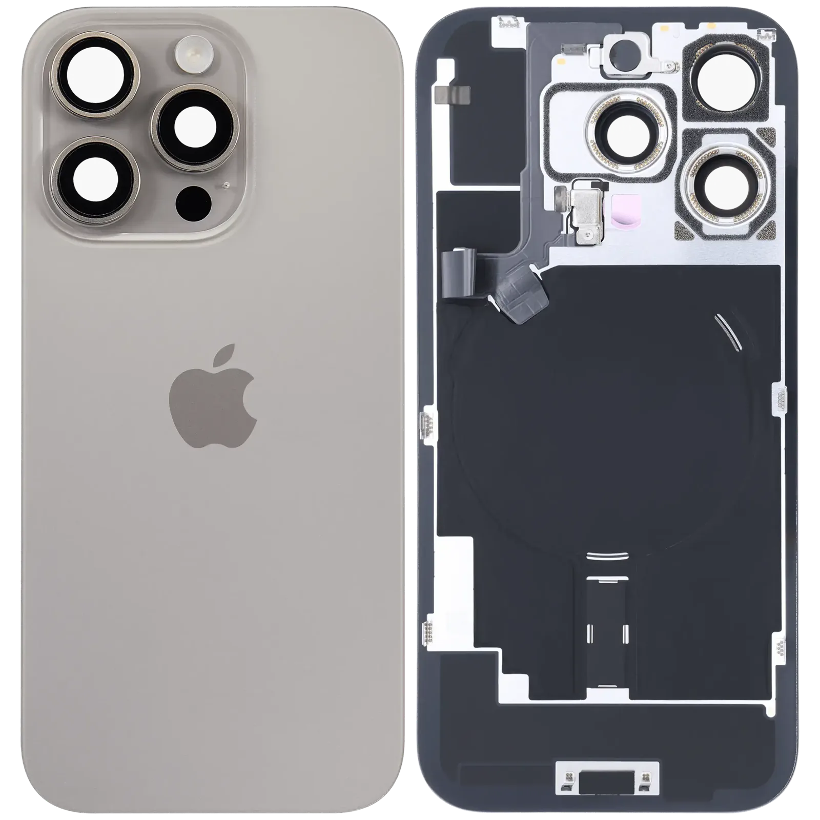 Back Glass w/ MagSafe Magnet & NFC & Flashlight Flex For IPhone 16 Pro (Service Pack) (Natural Titanium)