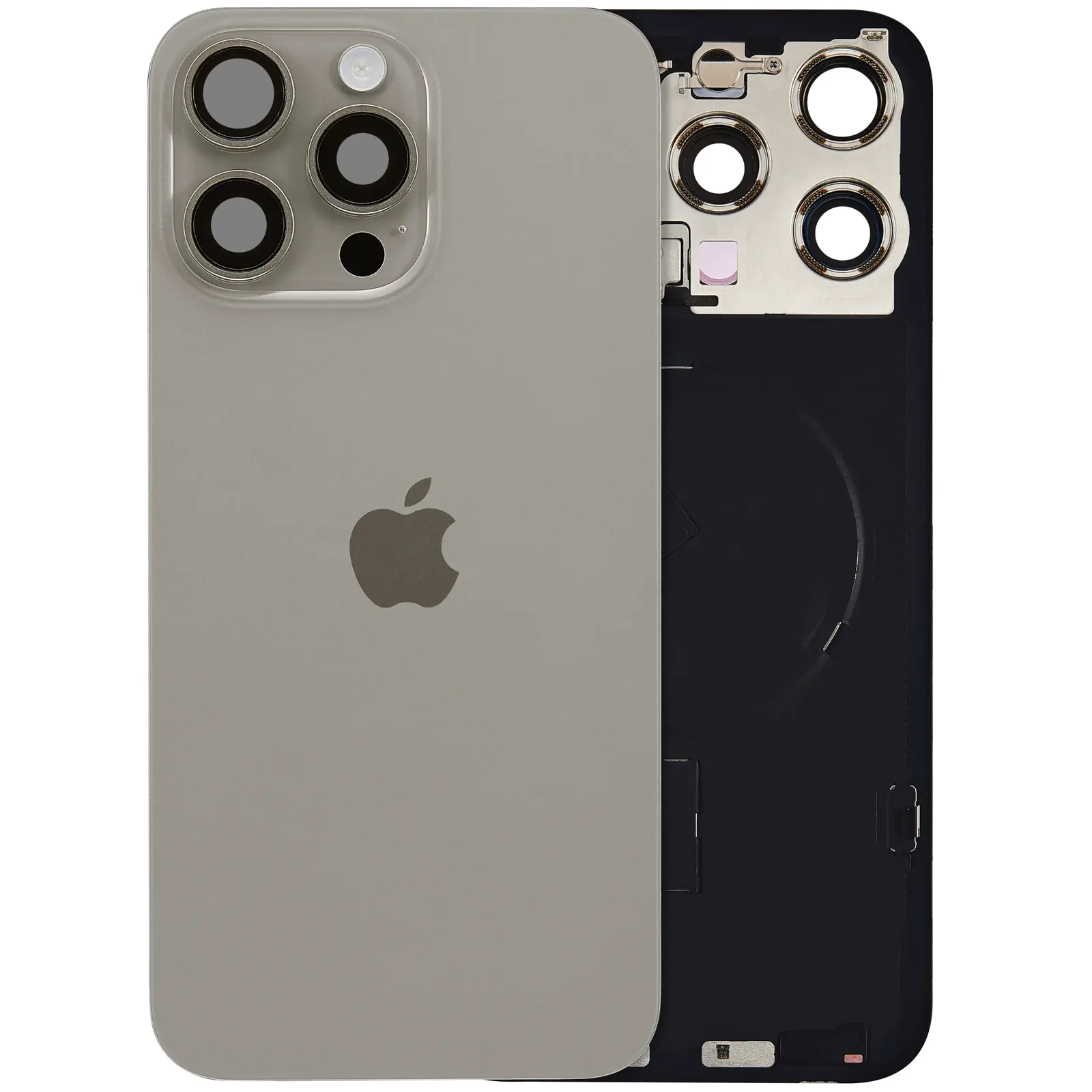 Back Glass w/ MagSafe Magnet & NFC & Flashlight Flex For iPhone 15 Pro Max (Service Pack) (UK / EU Version) (Natural Titanium)