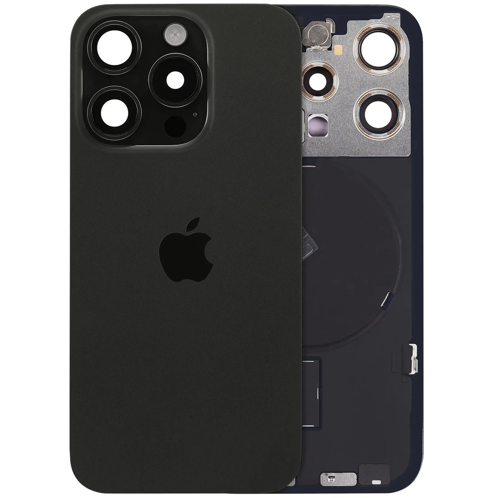 Back Glass w/ MagSafe Magnet & NFC & Flashlight Flex For iPhone 15 Pro (Service Pack) (UK / EU Version) (Black Titanium)