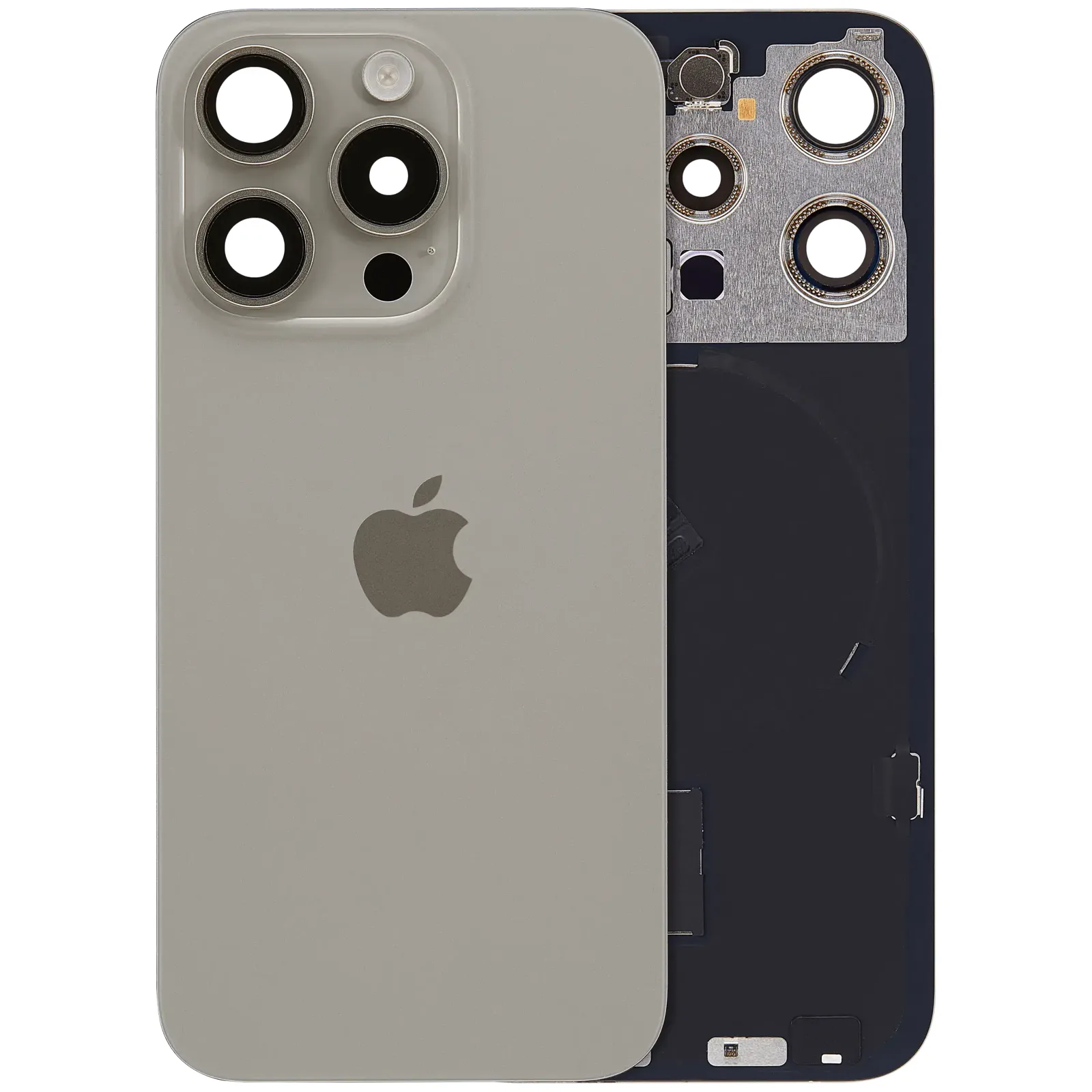 Back Glass w/ MagSafe Magnet & NFC & Flashlight Flex For iPhone 15 Pro (Service Pack) (UK / EU Version) (Natural Titanium)