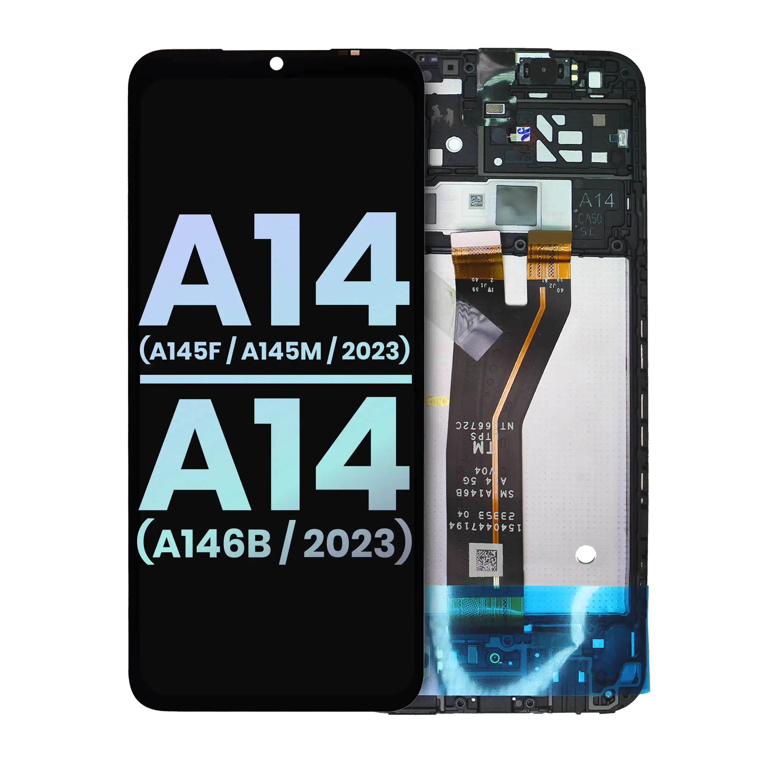 Display LCD completo con Frame per Samsung Galaxy A14 4G (A145F / A145M / 2023) / A14 5G (A146B / 2023) (International Version) (Service Pack) (tutti i colori)