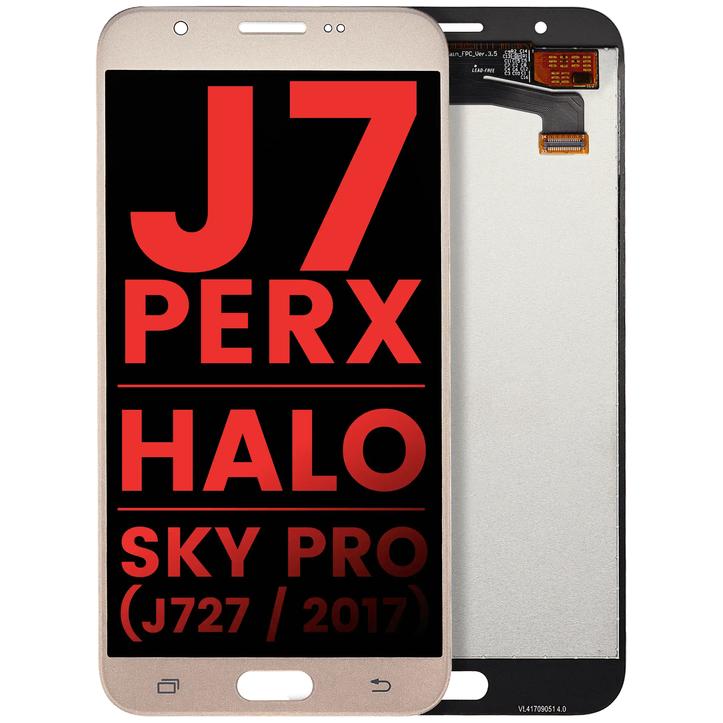 Display LCD completo senza Frame per Samsung Galaxy J7 Perx / Halo / Sky Pro (J727 / 2017) (Aftermarket Plus) (Oro)
