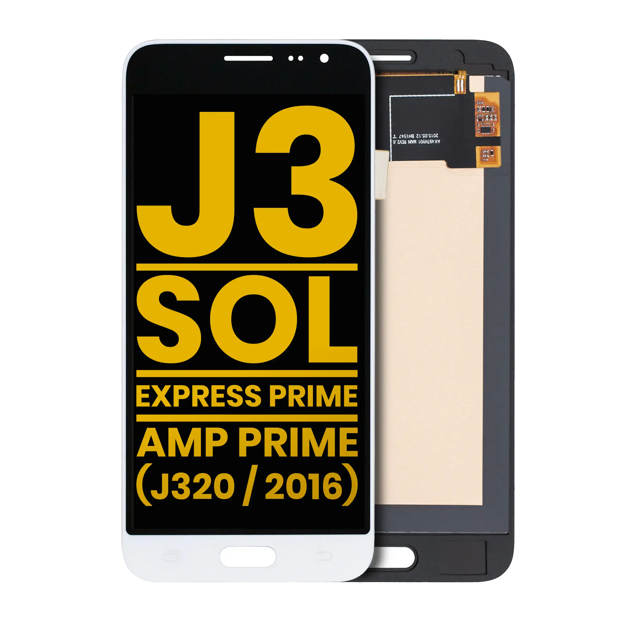 Display OLED completo senza Frame per Samsung Galaxy J3 / Sol 4G / Express Prime / Amp Prime (J320 / 2016) (Refurbished) (Bianco)