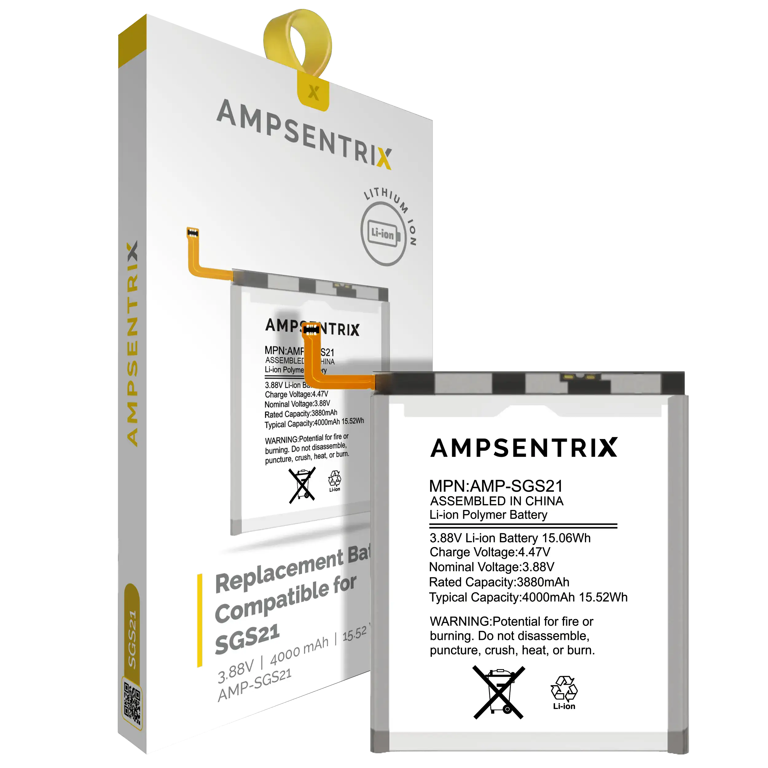 Batteria di ricambio per Samsung Galaxy S21 5G (AmpSentrix Pro)