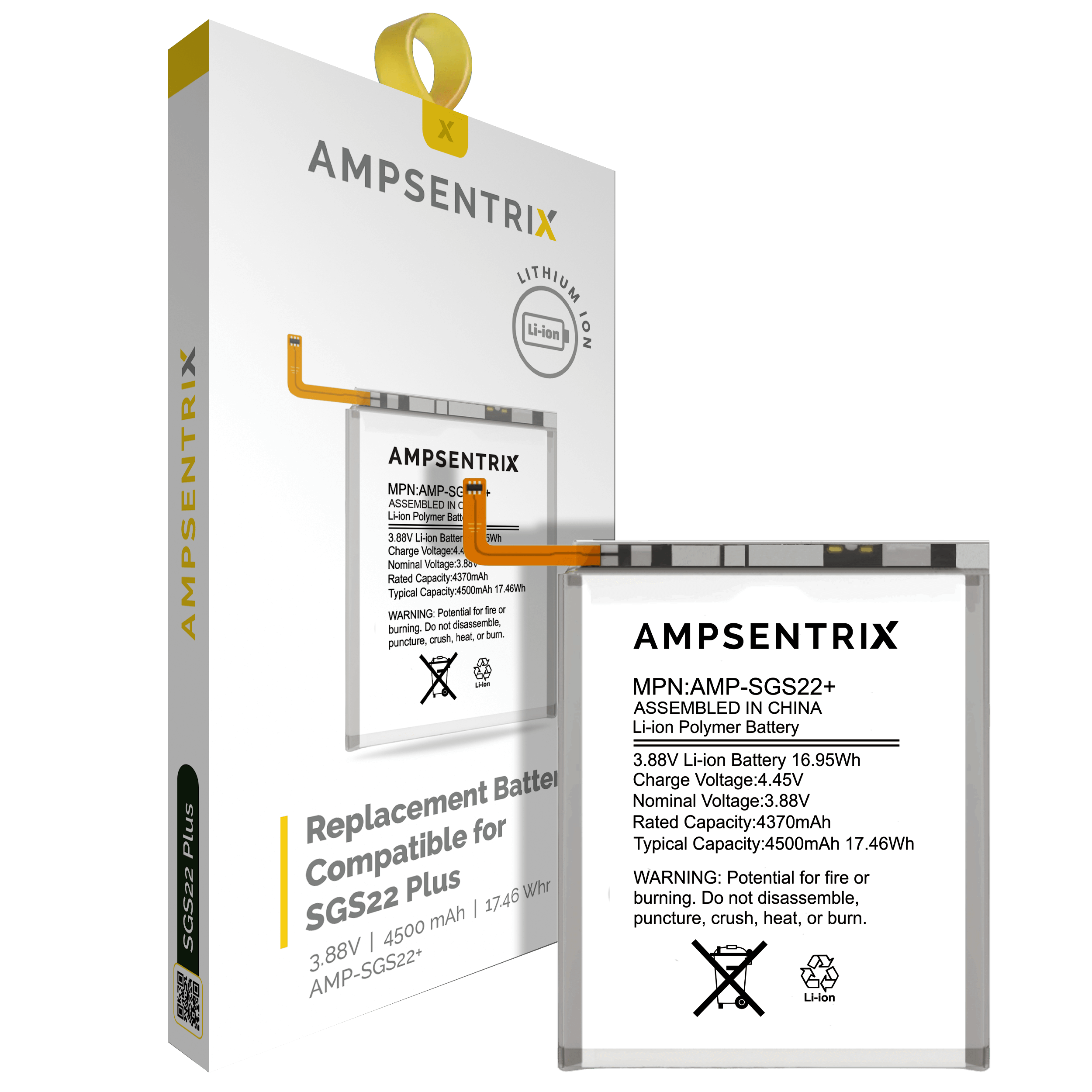 Batteria di ricambio per Samsung Galaxy S22 Plus (AmpSentrix Pro)