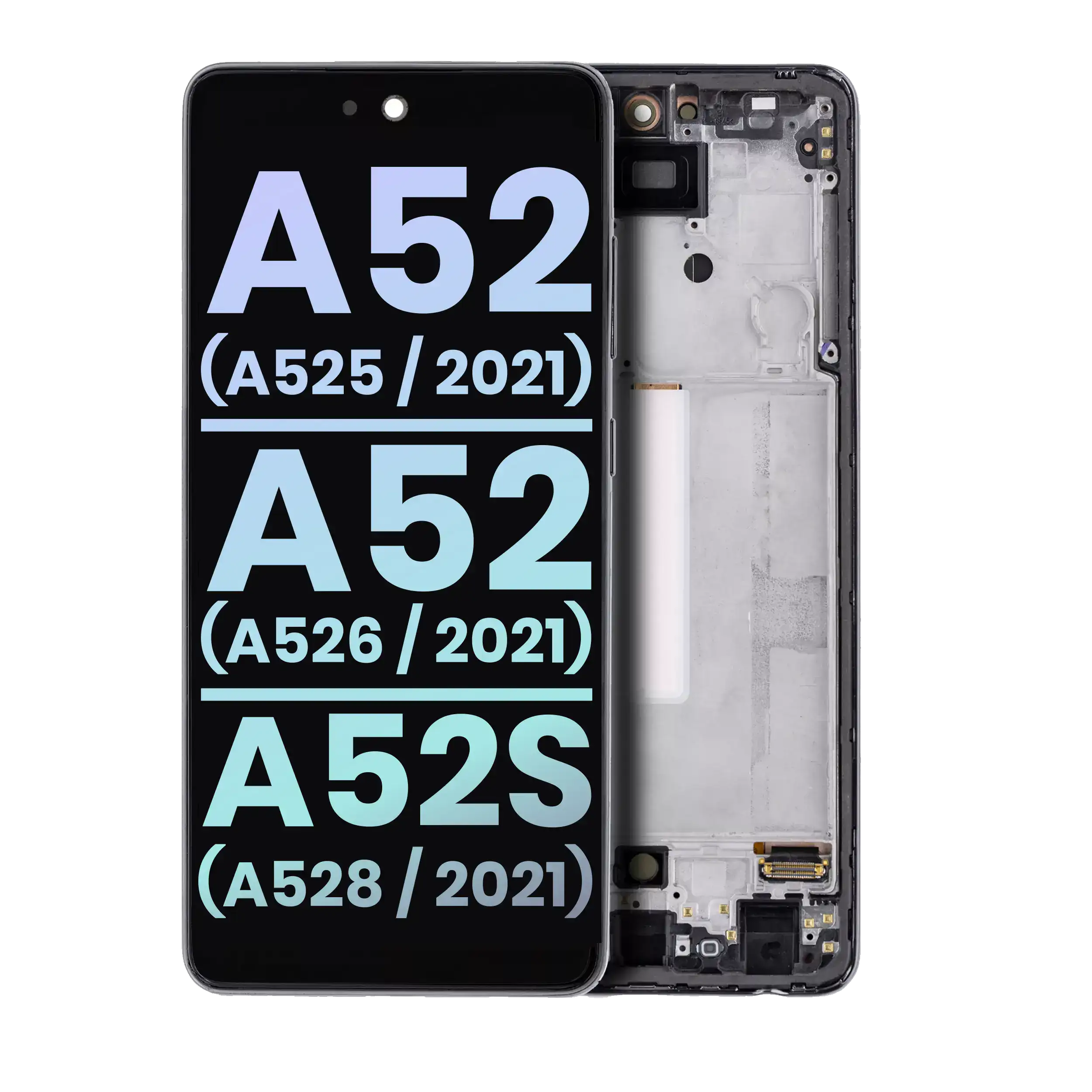 Display OLED completo con Frame per Samsung Galaxy A52 4G (A525 / 2021) / A52 5G (A526 / 2021) / A52S 5G (A528 / 2021) (Service Pack) (Awesome Nero)