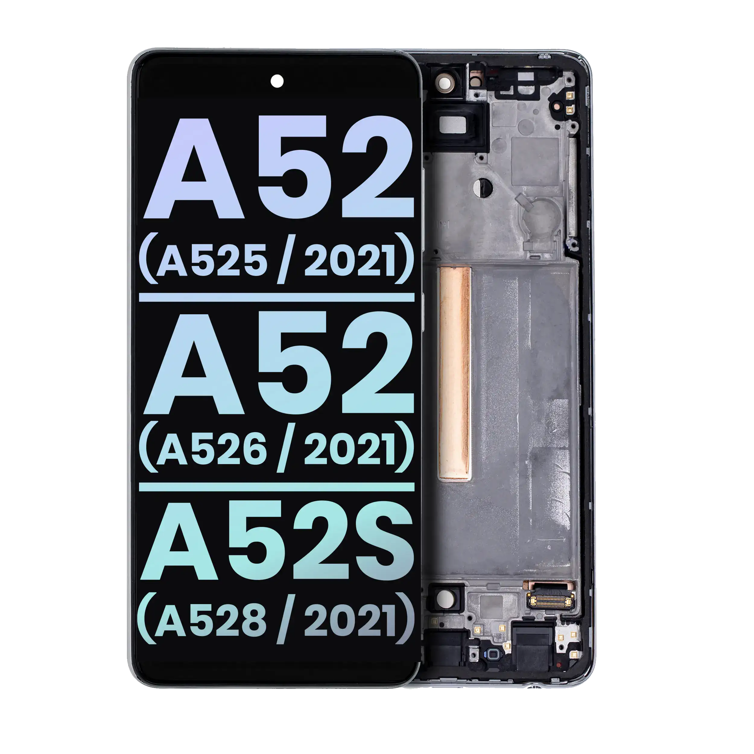 Display OLED completo con Frame per Samsung Galaxy A52 4G (A525 / 2021) / A52 5G (A526 / 2021) / A52S 5G (A528 / 2021) (Service Pack) (Awesome Bianco)